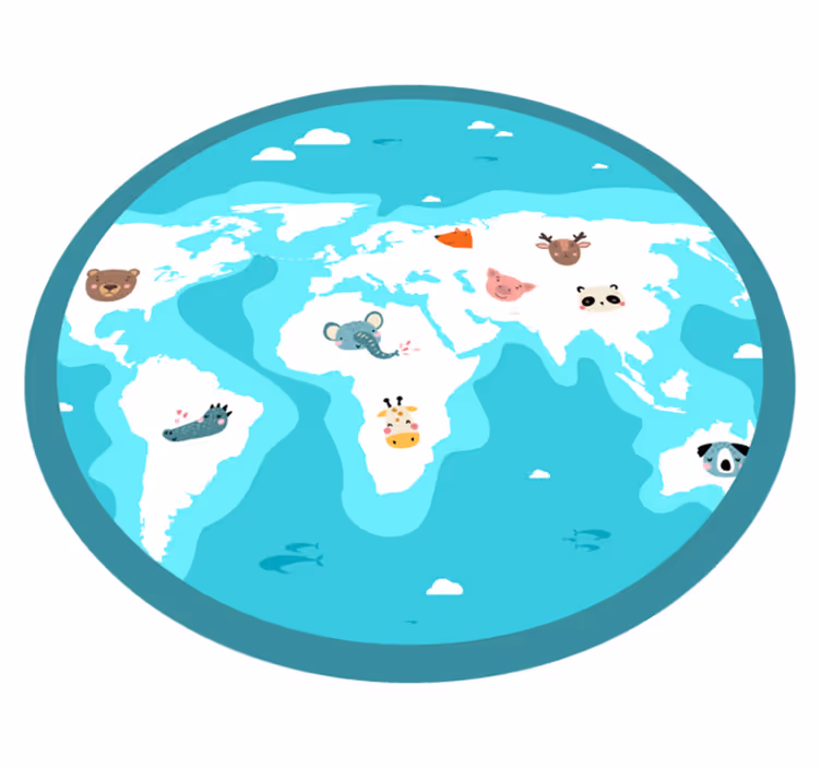 World animal map kids rug - TenStickers