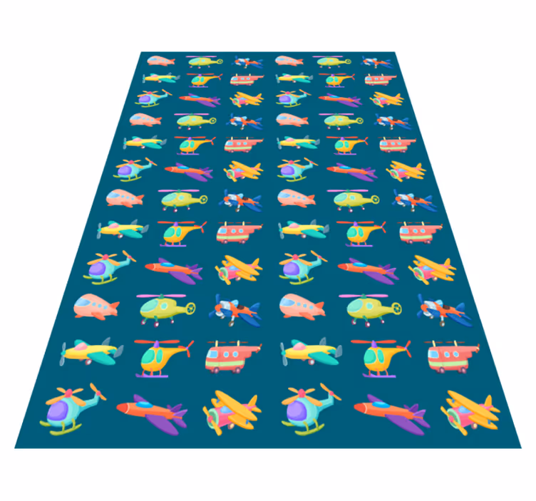 Colorful airplanes pattern kids rug - TenStickers
