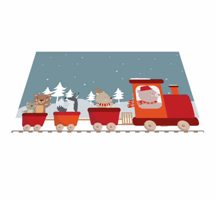 Animal Train Adventure kids rug - TenStickers