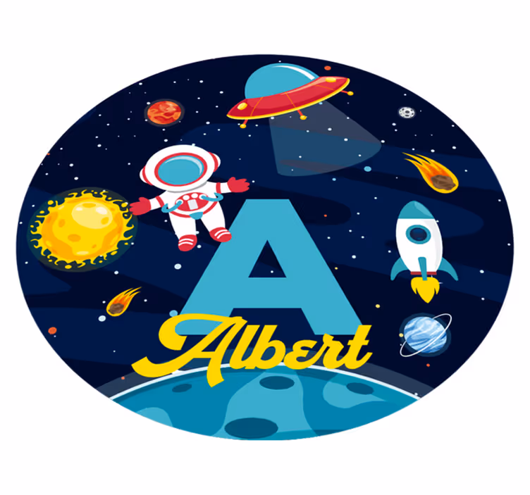 Custom name in space kids rug - TenStickers