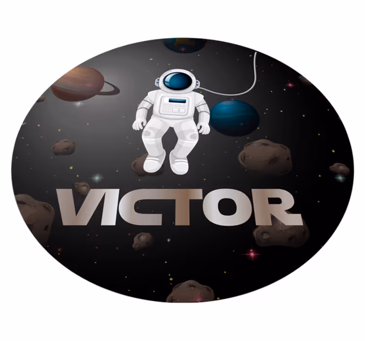 Universe astronaut with name kids rug - TenStickers