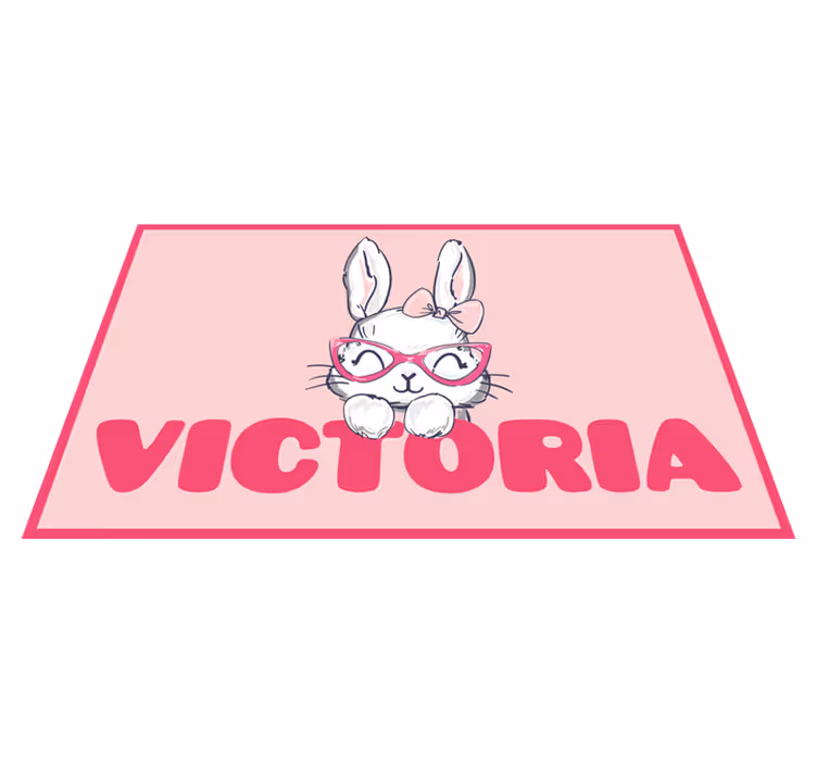 Bunny with glasses and name kids rug - TenStickers