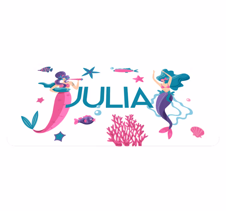 Mermaid adventure with name kids rug - TenStickers