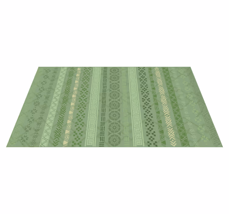 Green leaves motif ethnic rug - TenStickers