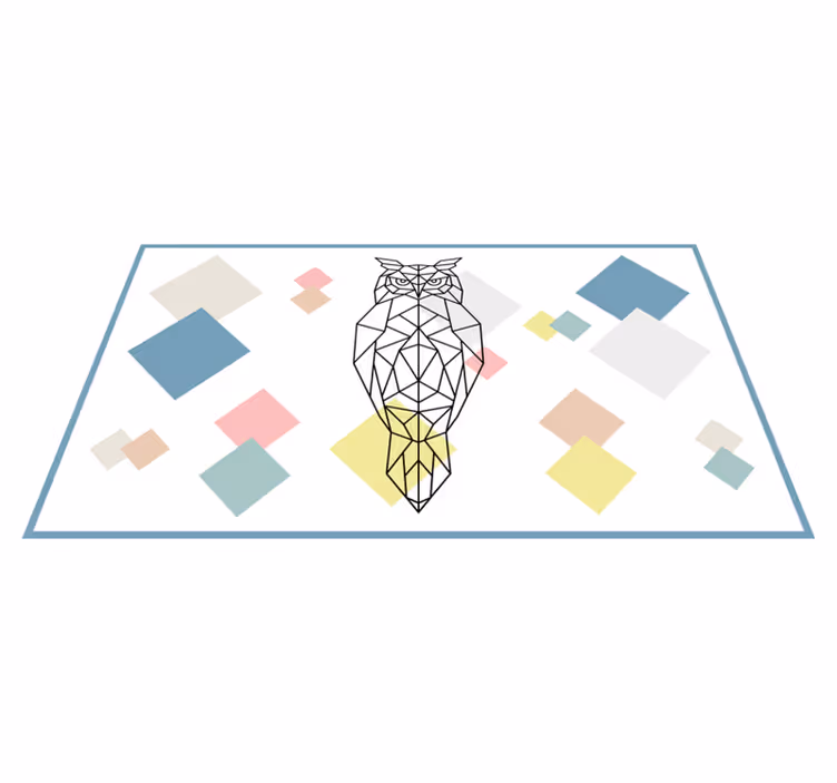 Owl print on geometric shapes  nordic vinyl rug - TenStickers