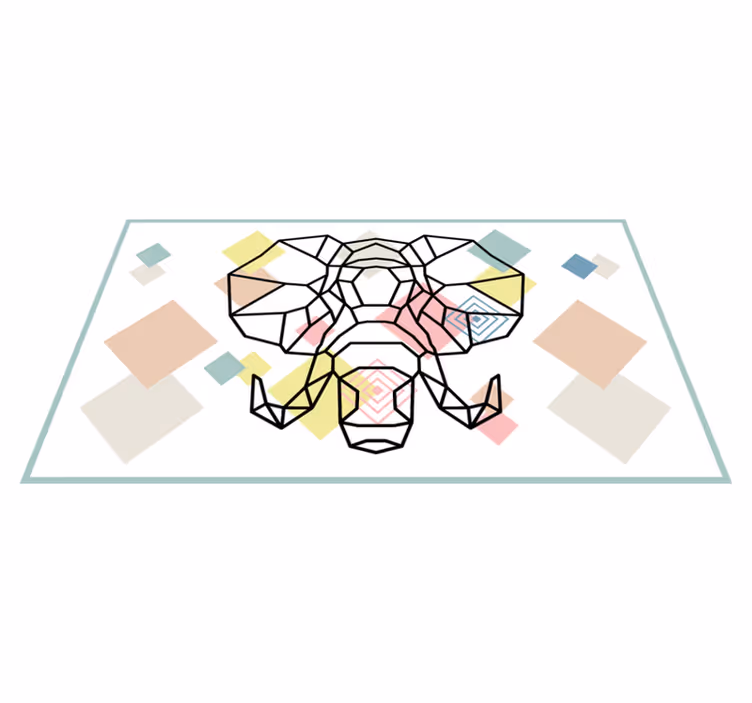 Origiami elephant head modern rug - TenStickers