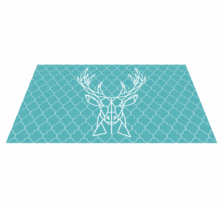 Turquoise origami stag animal mat - TenStickers
