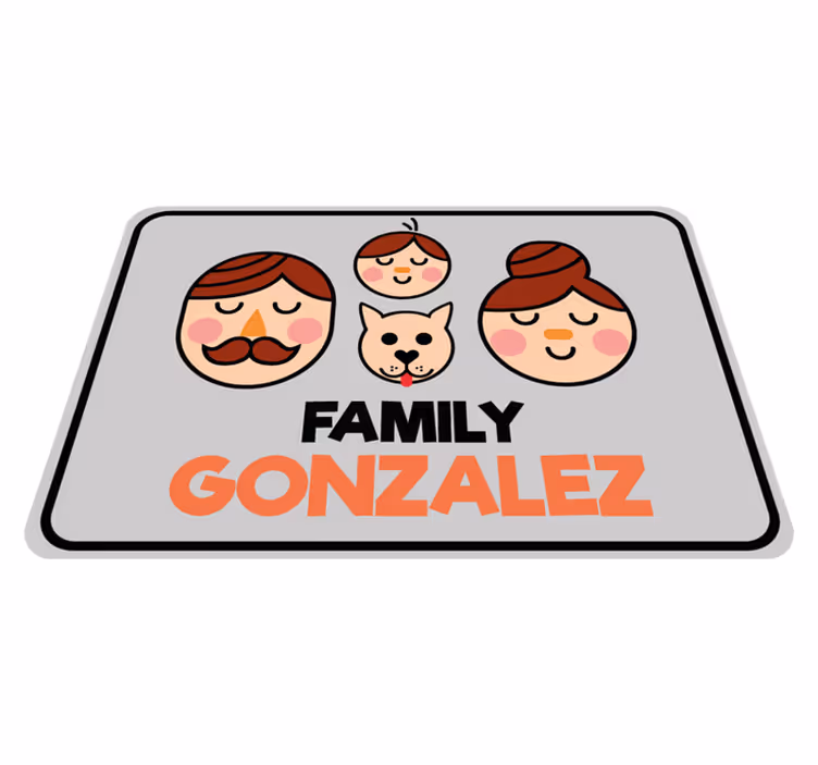 Personalized Family Illustration custom floor mat - TenStickers