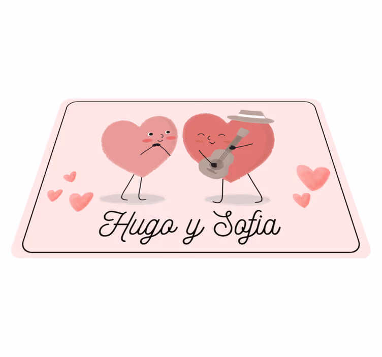 Duo hearts with name bedroom carpet - TenStickers
