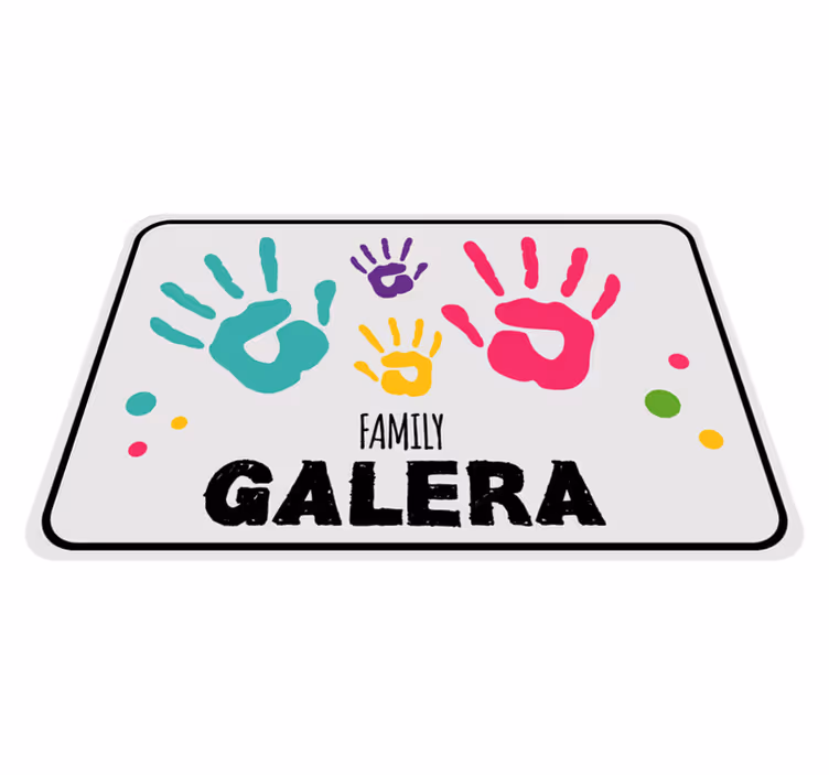 Handprints with family name entrance hall rug - TenStickers