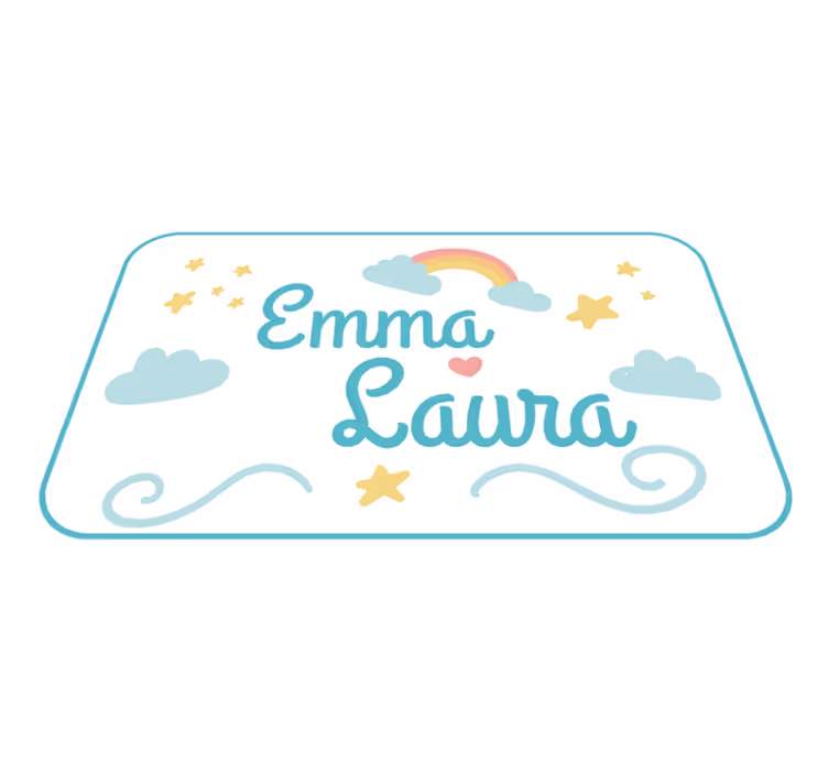 Double name with rainbow kids rug - TenStickers