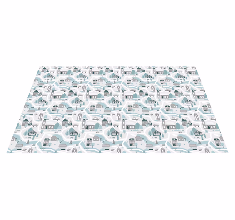 Charming Village Scene road map rug - TenStickers