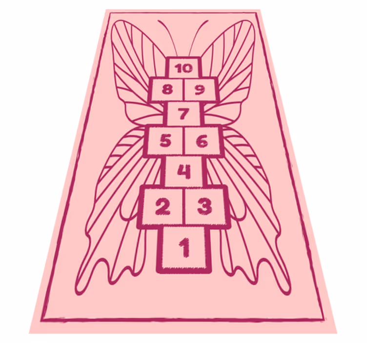 Pink butterfly hopscotch game rug - TenStickers