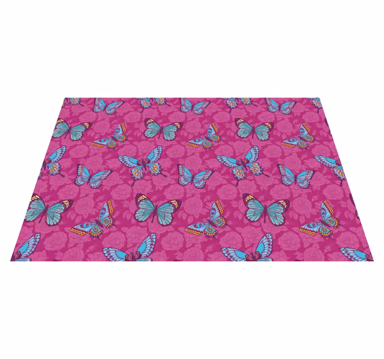 Floral rug with butterfly floral design - TenStickers