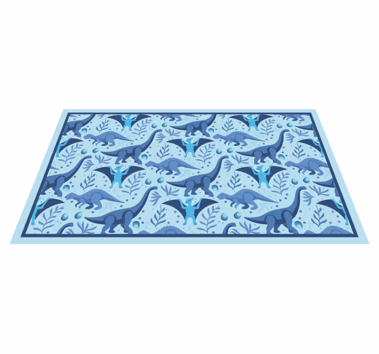 Blue dinosaur expedition kids rug - TenStickers