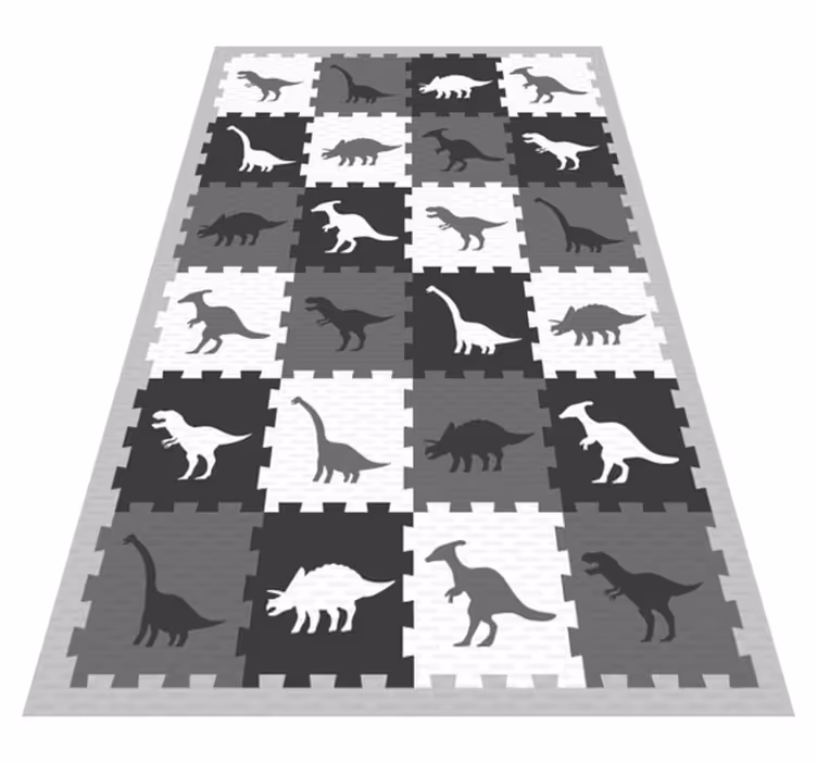 Grey dinosaur motif kids carpet - TenStickers