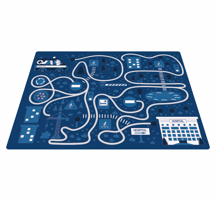 Blue city map road map rug - TenStickers