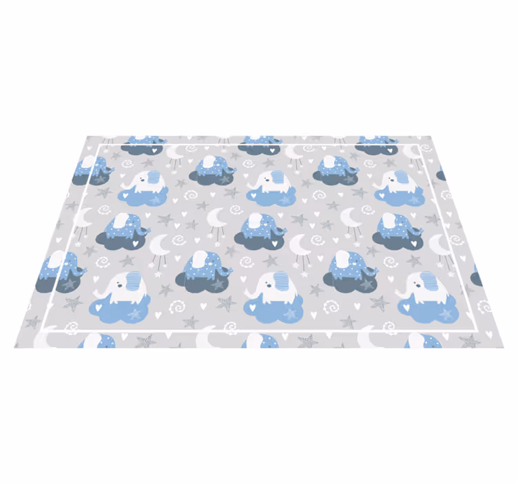 Blue nordic elephants kids carpet - TenStickers