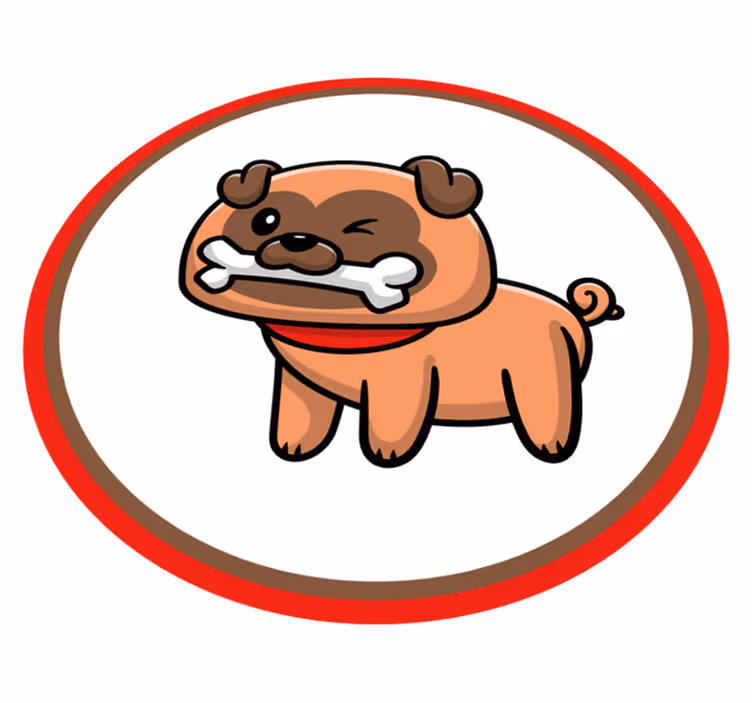 Bulldog with a bone animal mat - TenStickers