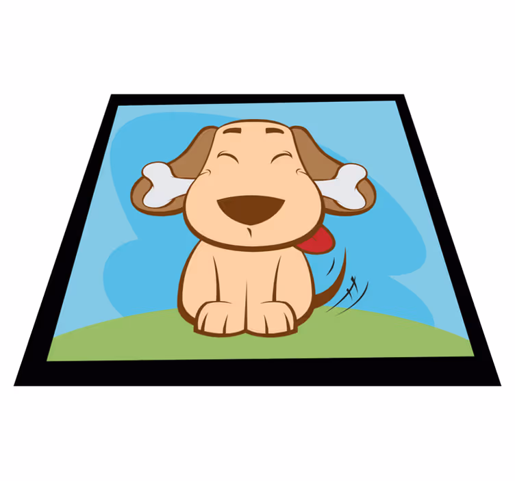 Happy dog with bone animal mat - TenStickers