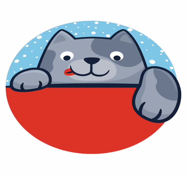 Charming cat illustration animal mat - TenStickers