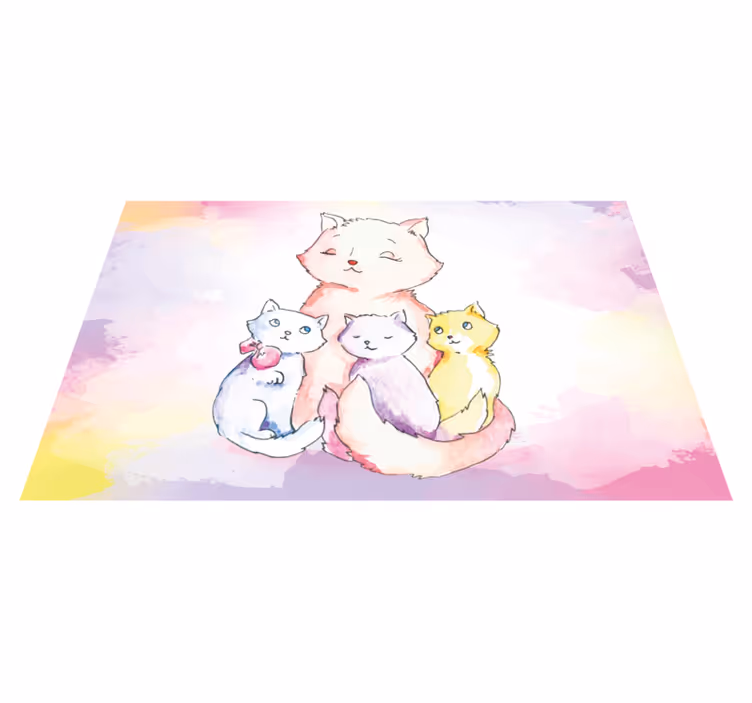 Cute Cat Family nursery rug - TenStickers
