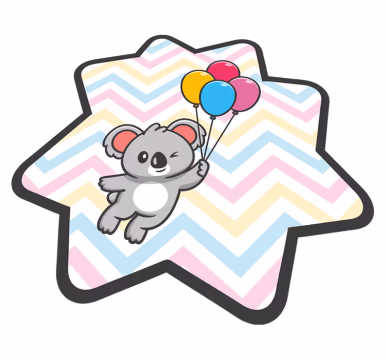 Koala hanging on balloon animal rug - TenStickers