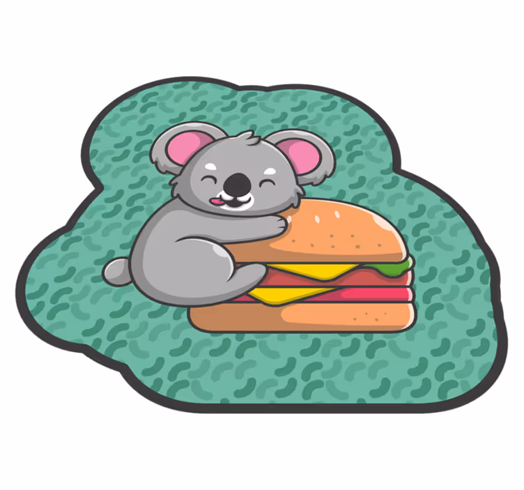 Hungry koala on hamburger animal rug - TenStickers