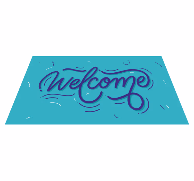 Welcome blue design entrance hall rug - TenStickers