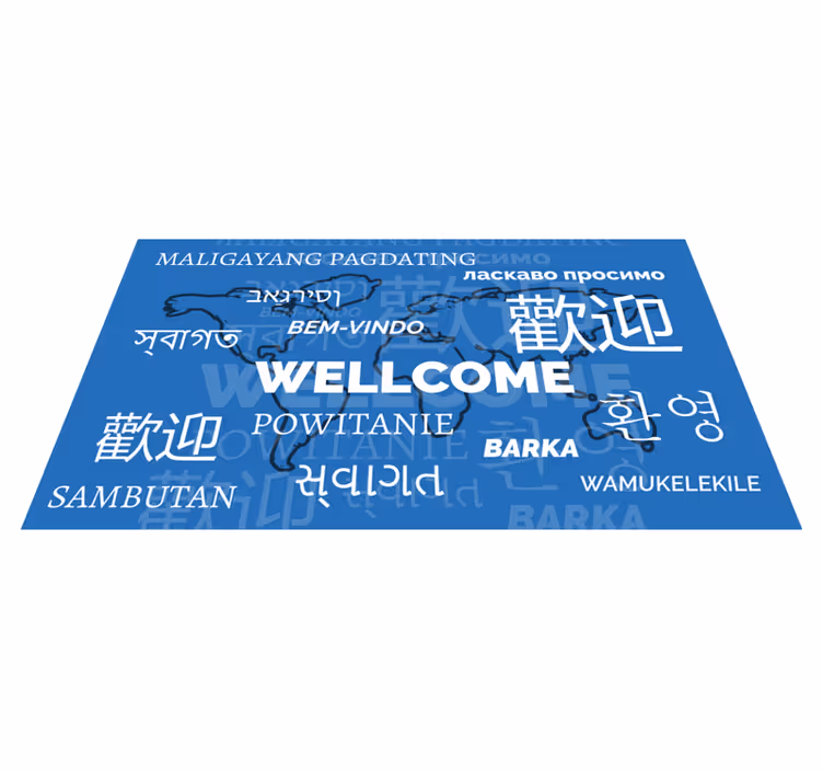 Welcome in different languages map rug - TenStickers