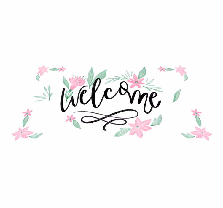 Welcome home flowers entrance hall rug - TenStickers
