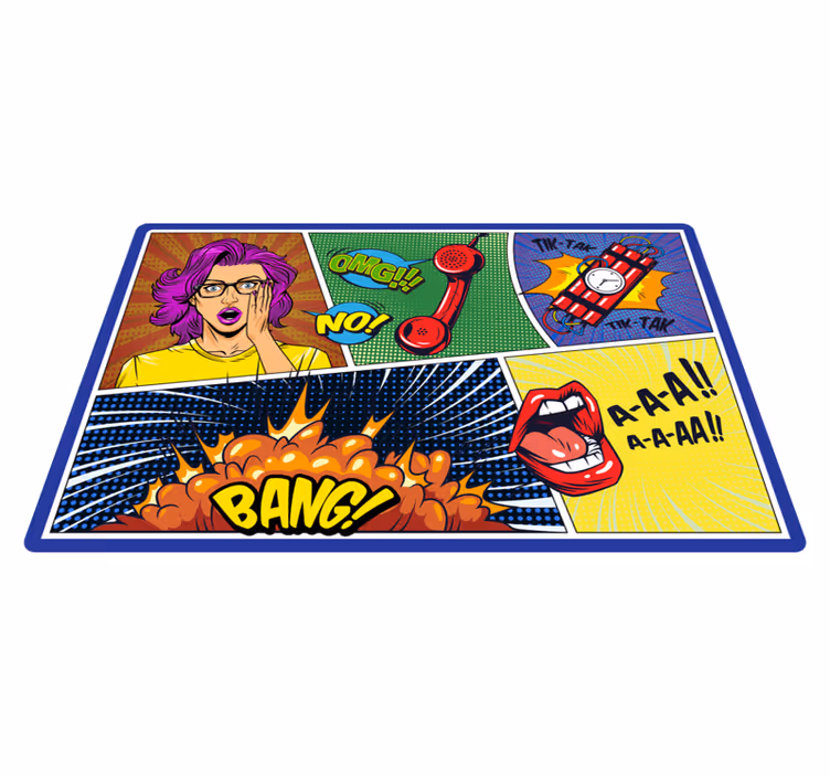 Comic style reactions teenage bedroom rug - TenStickers