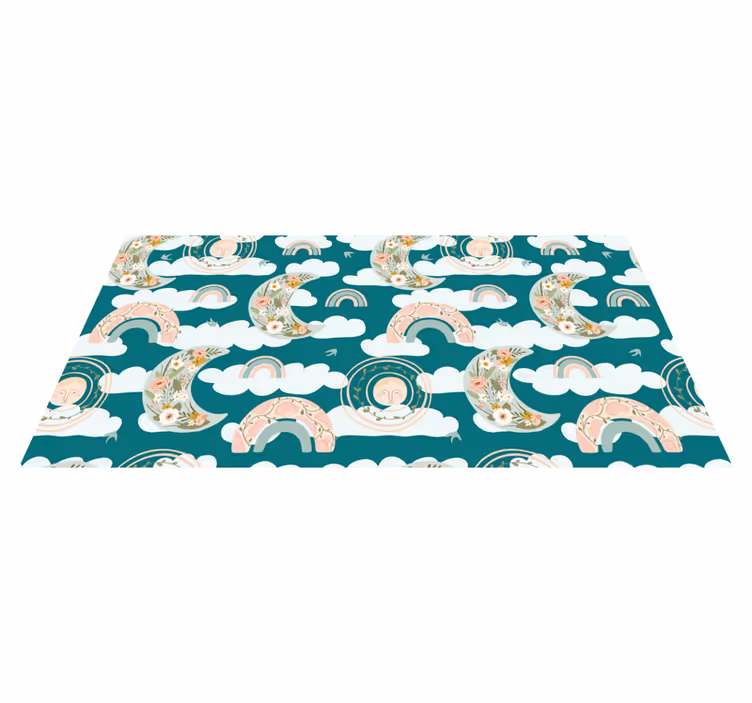 Floral Moon Rainbows kids carpet - TenStickers