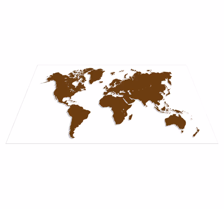 Brown outline and white background map rug - TenStickers