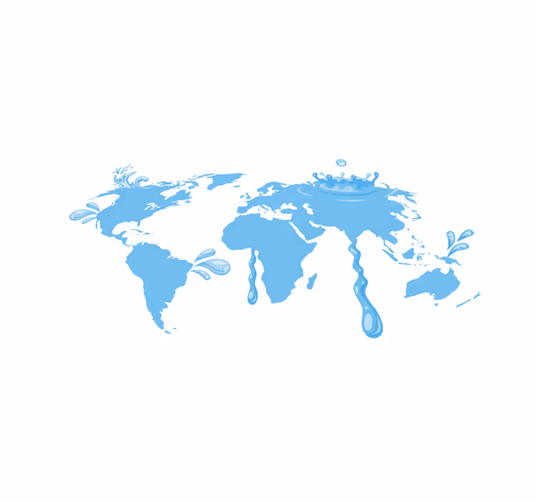 Blue water design map rug - TenStickers