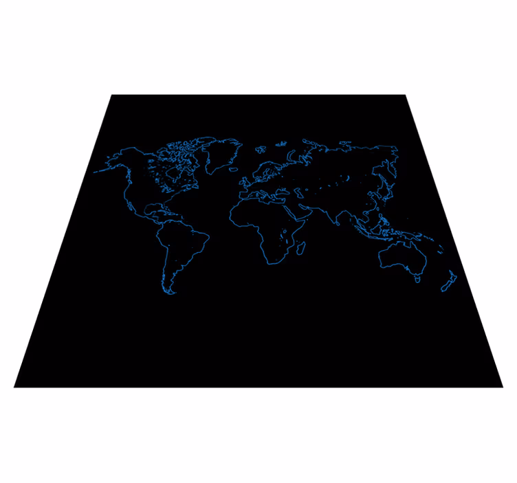 Blue outline on black kitchen floor carpet - TenStickers