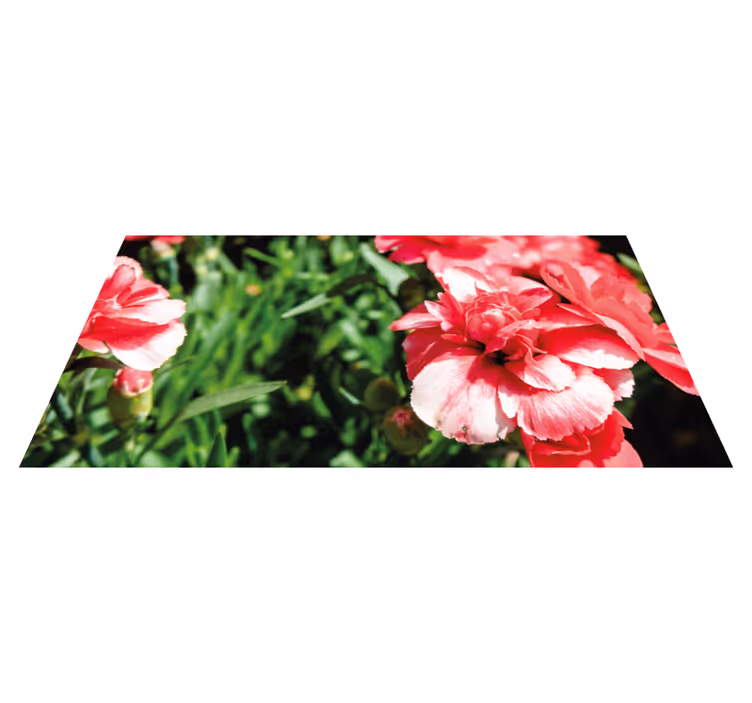 Pink blooms and grass floral rug - TenStickers