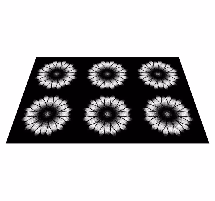 Black and white inspiration floral rug - TenStickers