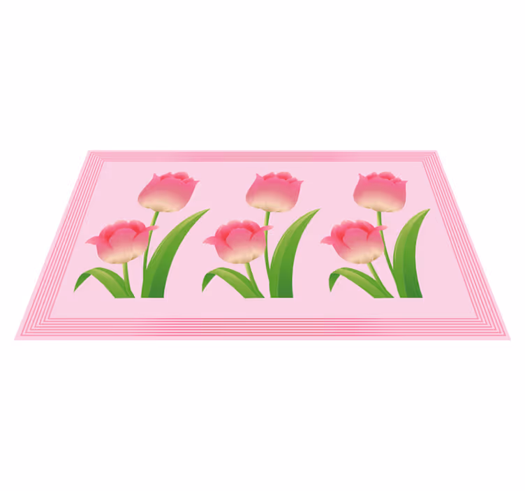 Pink Tulip Display floral rug - TenStickers