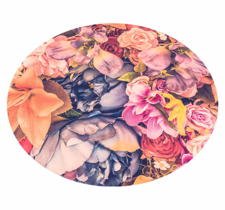 Blossom Circular Composition floral rug - TenStickers