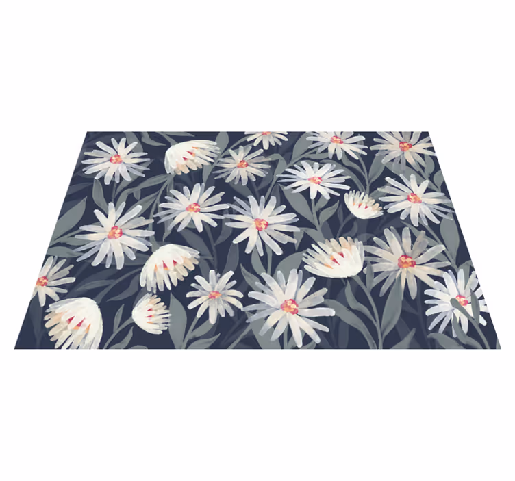 Floral rug floral white daisies - TenStickers
