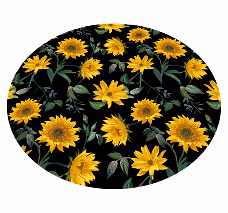 Sunflower Botanical Illustration floral rug - TenStickers