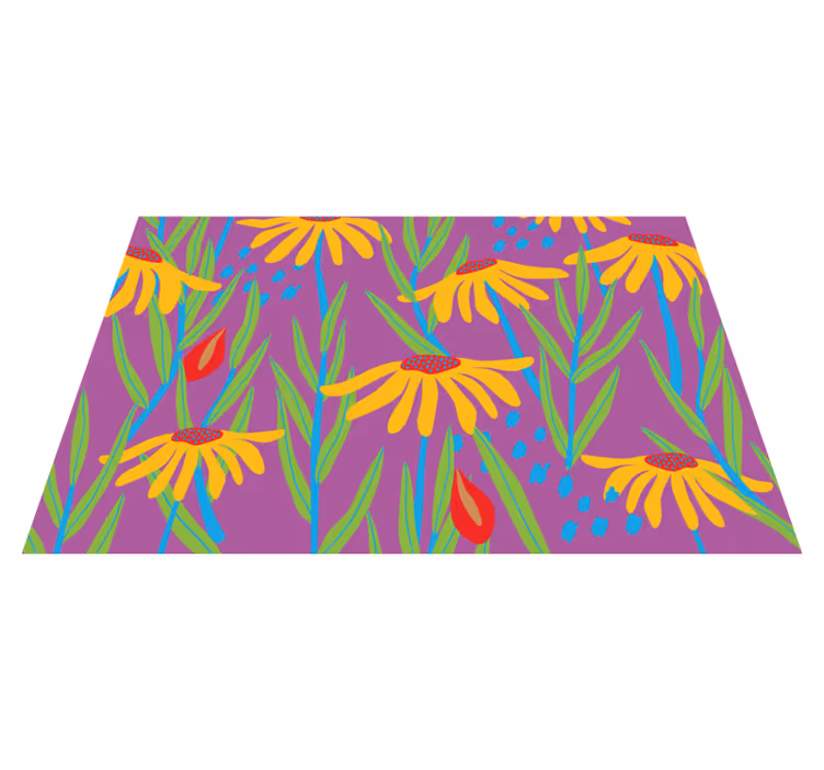 Colorful daisy flowers silouhette floral rug - TenStickers