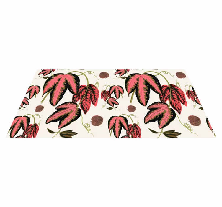 Pink Leaf Pattern floral rug - TenStickers