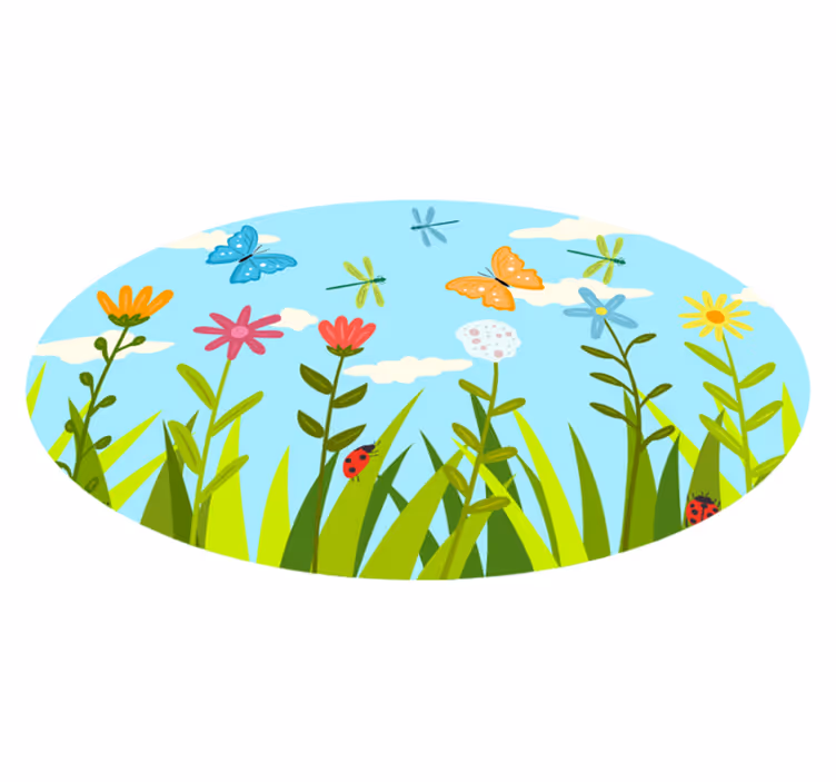 Floral rug in a blooming garden scene - TenStickers