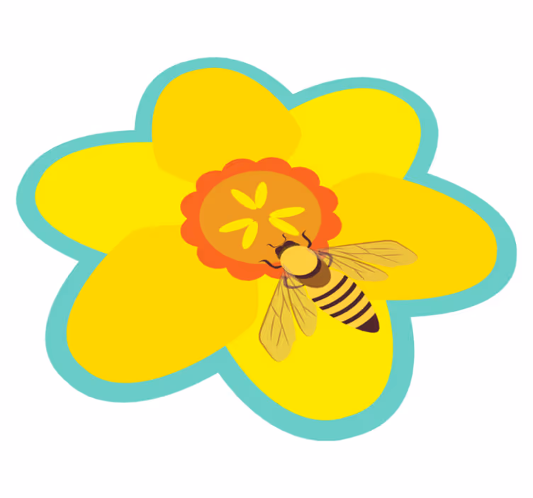 Bee on a sunflower floral rug - TenStickers