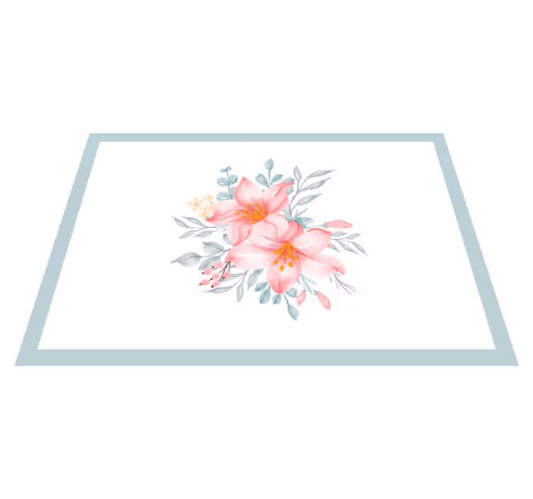 Pink Botanical Grace floral rug - TenStickers