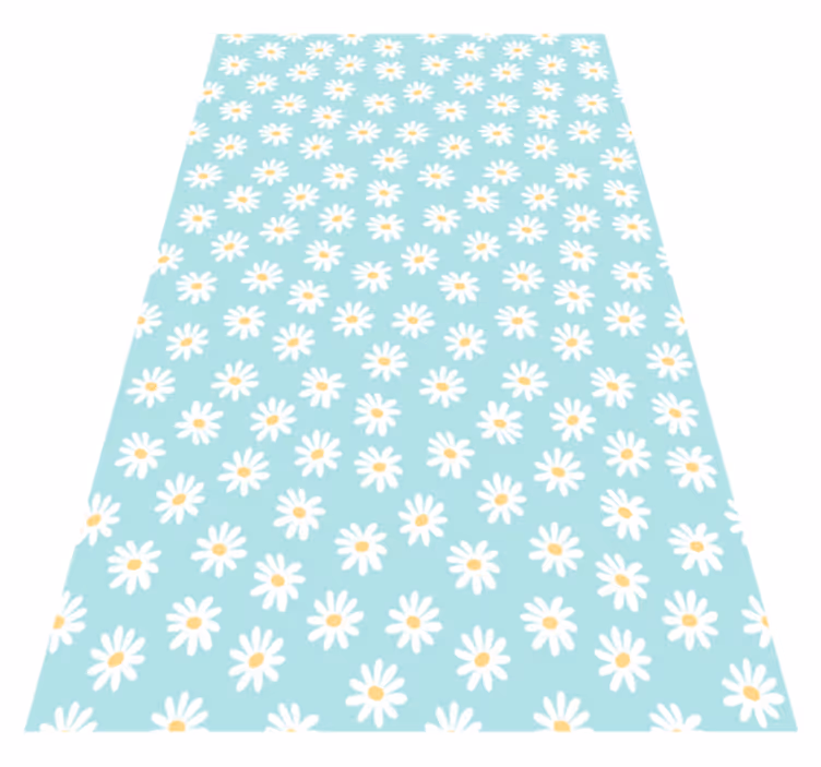 White flowers with blue background floral rug - TenStickers