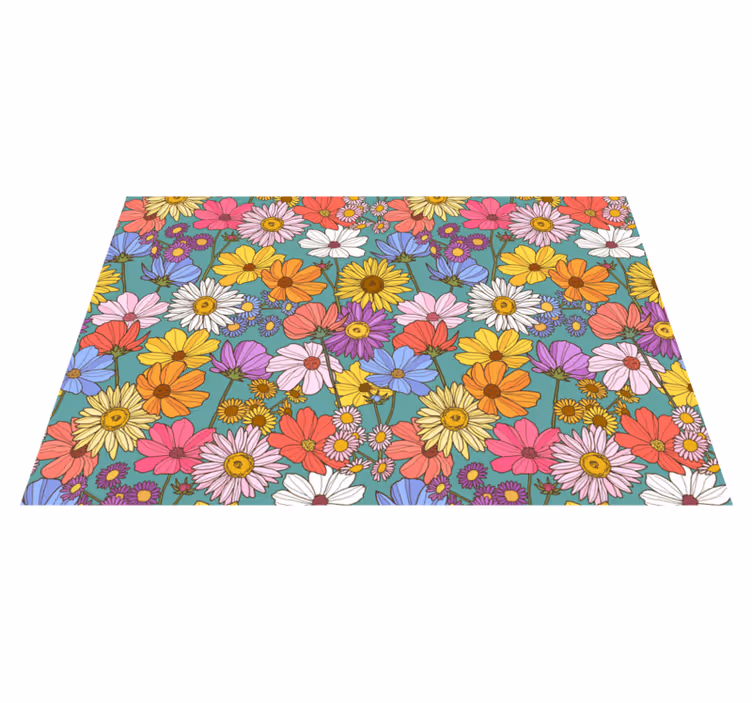 Bright colorful motif floral rug - TenStickers