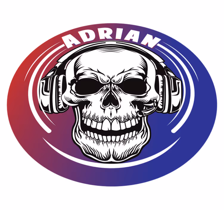 Custom skull headphones teenage bedroom rug - TenStickers